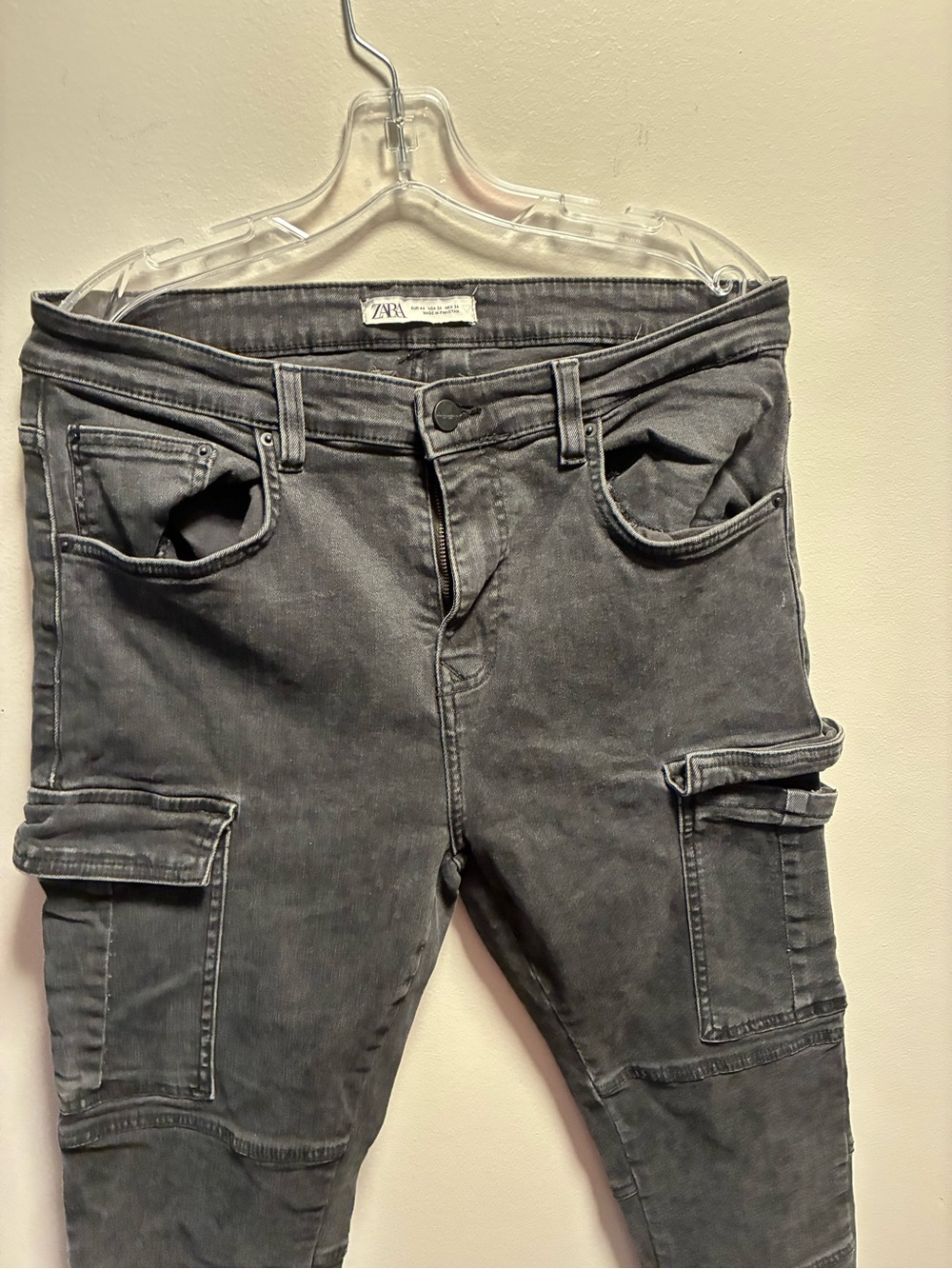 Zara Slim Cargo Skinny Jeans in Washed Gray